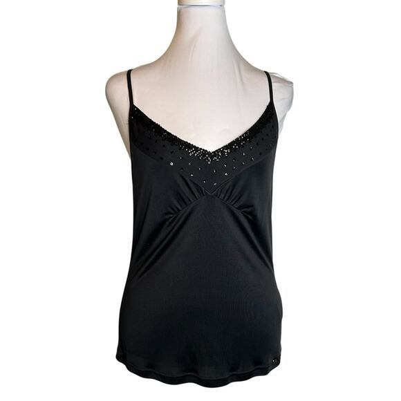 Ted Baker Silk Cami Top Womens Size  8 Black Designer Sequins Rhinestones Sexy - Picture 1 of 10